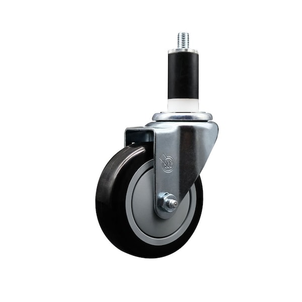 4'' Black Poly Wheel Swivel 1-3/8'' Expanding Stem Caster